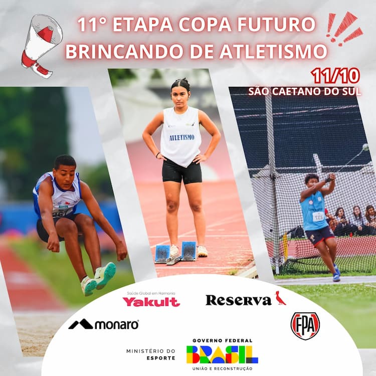 Copa Futuro e Brincando de Atletismo têm 11ª etapa neste sábado, em São Caetano do Sul