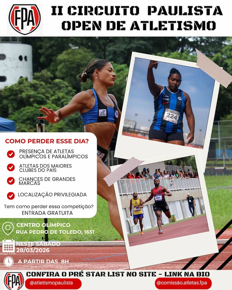 Atletismo paulista fecha o mês de março com  o II Circuito Paulista Open de Atletismo