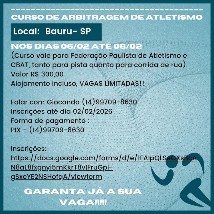 Curso de Arbitragem de Atletismo em Bauru - SP